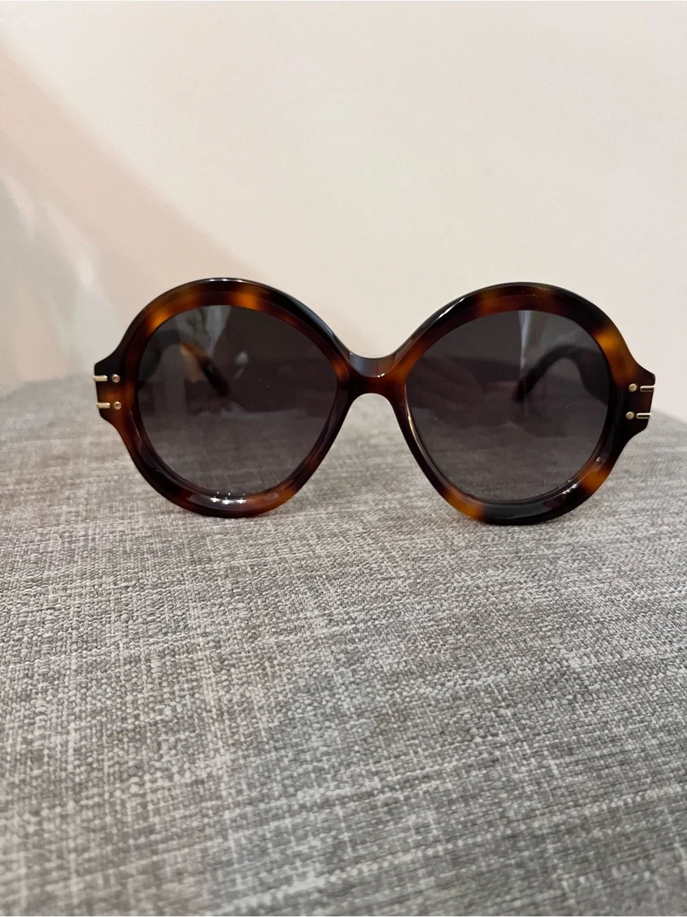 Dior Round Tortoiseshell Sunglasses with Dark Brown Lenses